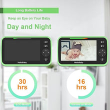 Load image into Gallery viewer, HelloBaby Upgrade Baby Monitor, 5&#39;&#39; Screen with 30-Hour Battery, Pan-Tilt-Zoom Video Baby Monitor with Camera and Audio, Night Vision, VOX, 2-Way Talk, 8 Lullabies and 1000ft Range No WiFi
