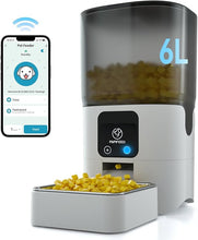 Load image into Gallery viewer, Smart Automatic Cat Feeders: WiFi Pet Feeder with APP Control for Remote Feeding, Detachable for Easy Clean, Automatic Cat Food Dispenser with Alexa,1-30 Meals Per Day for Dog (6L/25Cup)
