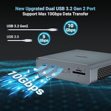 Load image into Gallery viewer, USB C Docking Station Triple Monitor for Full-featured USB C Port Laptop 16-in-1 Laptop Docking Station with 5 USB A, 3 USB C, Dual 4K HDMI, 4K DP, 1000Mbps LAN, SD/TF, 3.5mm Audio/Mic, 65W AC Adapter
