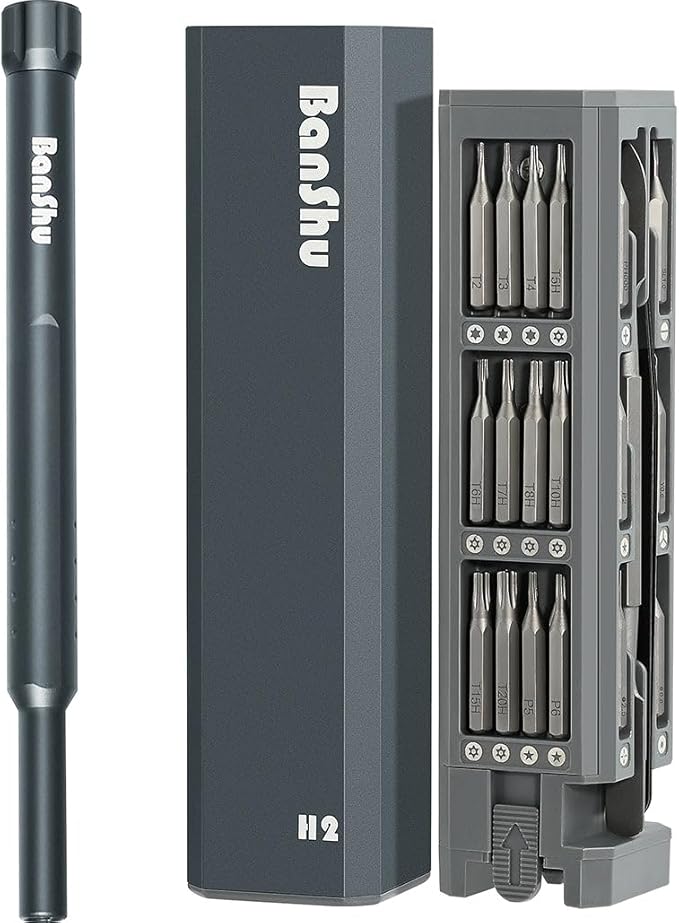 Banshu Small Screwdriver Set, 46 in 1 Mini Screwdriver Set with Case, Tiny Torx Star Flathead Phillips Screwdriver Bits, Precision Screwdriver for Glasses, Watch, Phone, Laptop, Macbook, PC, PS5, Toys