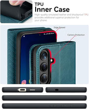 Load image into Gallery viewer, OCASE Compatible with Galaxy S25 Wallet Case, PU Leather Flip Folio Case with Card Holders RFID Blocking Kickstand [Shockproof TPU Inner Shell] Protective Phone Cover 6.2 Inch 2025, Peacock Blue
