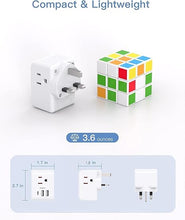 Load image into Gallery viewer, 2 Pack US to UK Ireland Travel Plug Adapter, Type G Power Plug Adapter with 3 Outlets 3 USB Ports(1USB C), European Travel Plug Adapter for USA to England London Scotland British Qatar Irish Hongkong
