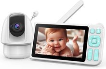 Load image into Gallery viewer, Video Baby Monitor, 2000ft Long Range, Enhanced Signal Stability, No WiFi, 5&quot; HD Screen, 5000mAh, 1080p Camera, Super Clear Night Vision, Pan-Tilt-Zoom, 2-Way Audio, AI Cry &amp; Motion Alarm
