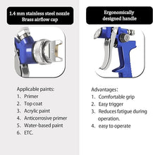 Load image into Gallery viewer, HVLP Spray Gun Gravity Feed, 600CC Capacity, with 1.4mm Nozzle Professional Air Paint Sprayer Spray Guns for Painting Cars
