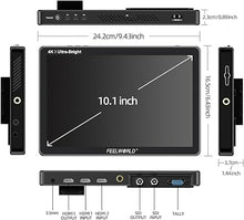 Load image into Gallery viewer, FEELWORLD 10.1 Inch 4K Ultra-Bright Touchscreen Monitor with Loop-Through HDMI &amp; 3G-SDI, 2000nit High Brightness, 1920X1200 Resolution, LUT11S - Professional Camera Field Monitor
