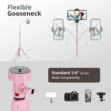 Load image into Gallery viewer, SENSYNE 88" Phone Tripod &amp; Selfie Stick, Extendable Cell Phone Tripod Stand with Wireless Remote and Phone Holder, Pink
