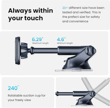 Load image into Gallery viewer, APPS2Car Magnetic Phone Car Mount, Dashboard Windshield Industrial-Strength Suction Cup Car Phone Mount Holder with Adjustable Telescopic Arm,6 Strong Magnets, for Cell Phones(Metal Sticker Need)
