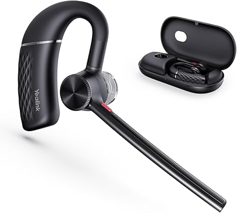 Yealink BH71 Bluetooth Headset Upgraded,Wireless Earphone with 4 Noise Cancelling Microphone,Adjustable Ear Hook,Compatible with iOS/Android Cell Phone,Driving,Office Work