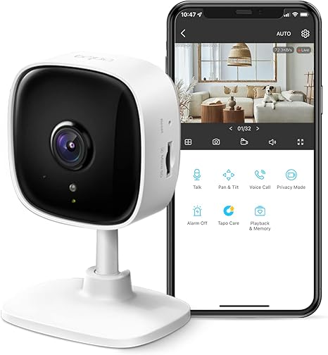 TP-Link Tapo 2K Indoor Security Camera for Baby Monitor, Dog Camera w/Motion Detection, 2-Way Audio Siren, Night Vision, Cloud & SD Card Storage(Up to 256 GB), Works w/Alexa & Google Home(Tapo C110)