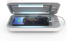 Load image into Gallery viewer, PhoneSoap Go Battery Powered UV Cell Phone Sanitizer &amp; Universal Phone Charger Box | Patented &amp; Clinically Proven 360-Degree UV Sterilizer Box for Smartphones | Disinfects &amp; Charges On The Go (White)
