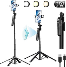 Load image into Gallery viewer, Auto face Tracking Tripod 360 Rotation,70&quot; Expandable Selfie Stick Tripod,face Body Tracking Phone Tripod Selfie Stick, with Fill Light auto Tracking Tripod,Remote &amp; Gesture Control Tripod
