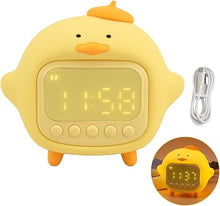 Load image into Gallery viewer, Cute Duck Alarm Clock for Kids, Cute Digital Clock, Cute Night Light, Children Wake Up Lamp,Silicone Rechargeable Alarm Clock Lamp for Bedroom Room Decor Birthday Gift(Yellow)
