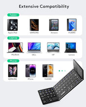 Load image into Gallery viewer, Samsers Foldable Bluetooth Keyboard with Touchpad - Portable Wireless Keyboard with Holder, Rechargeable Full Size Ultra Slim Pocket Folding Keyboard for Android Windows iOS Tablet &amp; Laptop - Black
