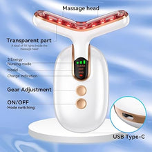 Load image into Gallery viewer, Neck Face Massager Device, Multifunctional Facial Massager for Skin Care and Double Chin with Vibration, Thermal, Electric(White Gold)
