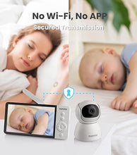 Load image into Gallery viewer, nannio New Comfy HD Baby Monitor with Camera &amp; Audio, 5&#39;&#39; HD Display, 5000mAh Battery, 1000ft Long Range, Fully Remote, Clear Night Vision, 2-Way Audio, Temp Sensor, No WiFi, Ideal Gifts for Baby
