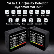 Load image into Gallery viewer, 14-in-1 Air Quality Monitor, Indoor Temperature Sensors, Detect PM2.5/PM1.0/PM10/CO2/CO/TVOC/HCHO/Temperature/Humidity, Air Quality Meter for Home Office School Hotel
