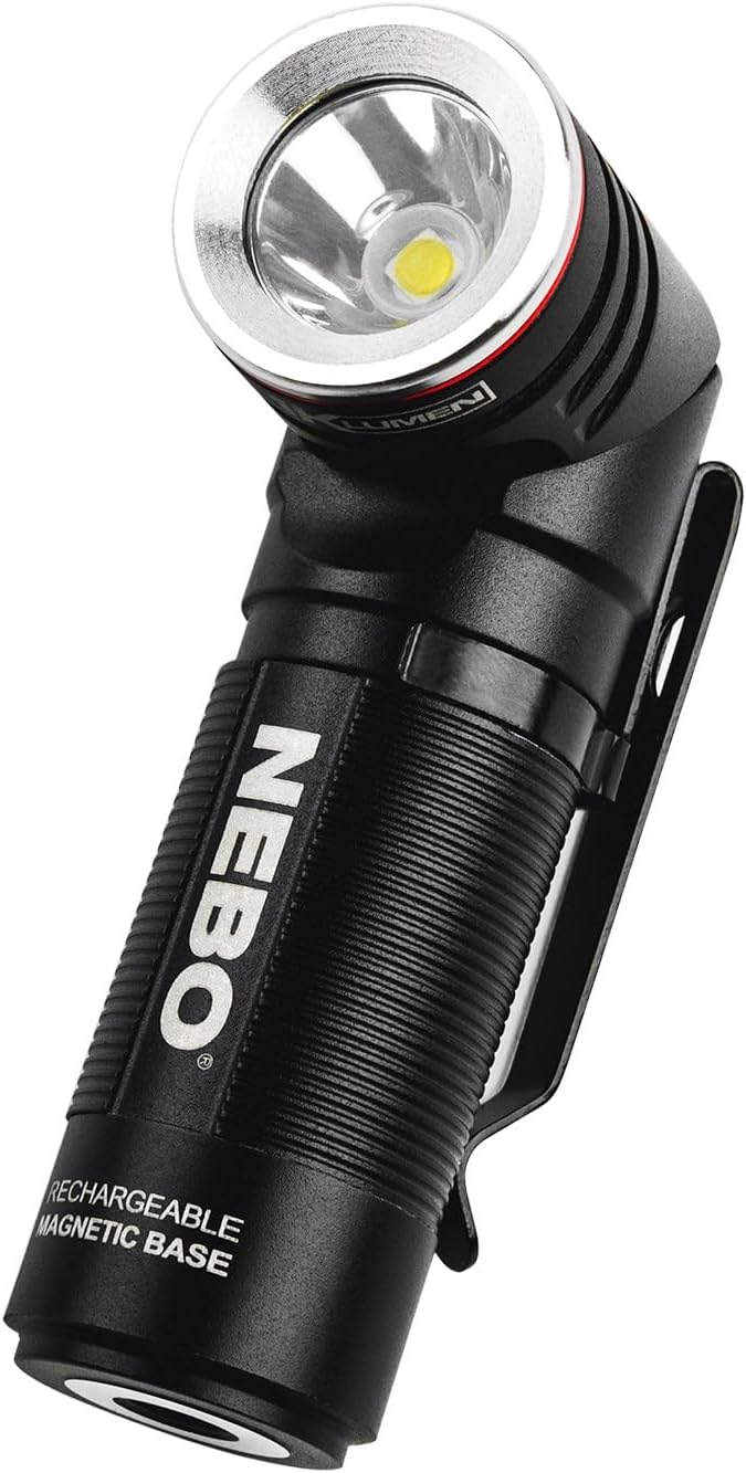 NEBO SWYVEL 1000 Lumen USB Wireless Rechargeable Aluminum Flashlight: Compact 90 Degree Rotating Swivel Head Work Light; 5 Light Modes; Pocket Clip Magnetic Base for Hands-Free Lighting -Black