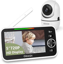 Load image into Gallery viewer, 5&quot; HD Baby Monitor with Mount, 720P Display Baby Monitor, 5000mAh Battery, Baby Monitor Mount for OD8050/OD8052/OD8051, Baby Camera Stand, 3X Zoom, Baby Monitor No WiFi
