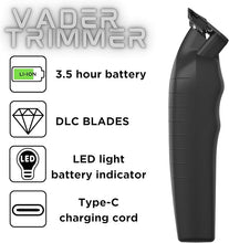 Load image into Gallery viewer, Supreme Trimmer Vader Trimmer ST3778 | Barber Liner Mens Beard Trimmer (210 Min Run Time) DLC T Blade Cordless Hair Clippers | Black
