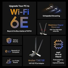 Load image into Gallery viewer, TP-Link WiFi 6E Intel AX210 AXE5400 PCIe WiFi Card for Desktop PC - (Archer TXE72E), Bluetooth 5.3, WPA3, 802.11axe Tri Band Wireless Adapter with MU-MIMO, OFDMA, Ultra-Low Latency, for Windows 10,11

