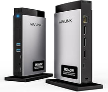 Load image into Gallery viewer, WAVLINK Laptop Docking Station 3 Monitors, 11 in 1 USB C Docking Station with PD3.1 140W Charging, 8K HDMI + Dual 8K Displayport, 5 USB-C/USB-A, SD/TF Slot, Audio/Mic, RJ45 Ethernet for M1/M2/M3/M4
