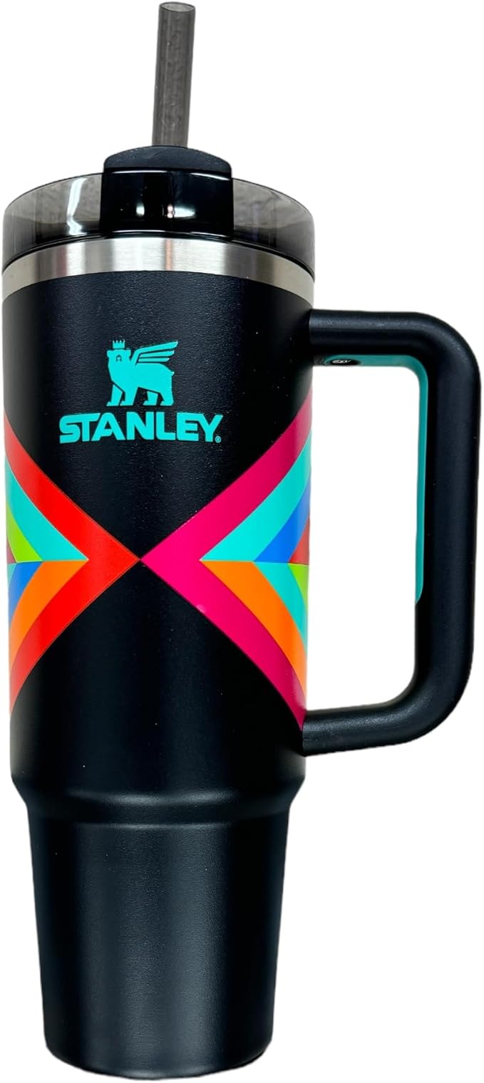 STANLEY Quencher H2.0 FlowState Stainless Steel Vacuum Insulated Tumbler with Lid and Straw for Water, Iced Tea or Coffee (Hyper Geo, 30 oz)