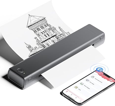 Phomemo M08F Portable Printer Wireless Travel, Portable Thermal Printer Support 8.5