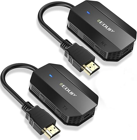 Wireless HDMI Transmitter and Receiver EDUP, Wireless HDMI Extender Kit, Plug & Play, 50M/165FT Long Range, for Streaming/Casting Video and Audio to Monitor from Laptop/PC/HDTV/Projector/Camera