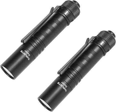 ThruNite Saber 659 Lumens AA Mini Flashlight Rechargeable, Small EDC Flashlight with Clip High-Performance SST20 LED Light, Black (2PCS)