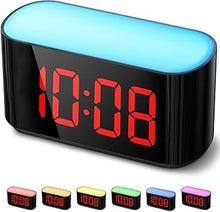 Load image into Gallery viewer, HOUSBAY Digital Alarm Clock for Bedrooms - Large Display Easy to Read Across The Room, 7 Larger Color Night Light, Dual Alarm, Dimmer, Adjustable Volume, True Battery Backup
