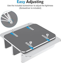 Load image into Gallery viewer, OMOTON [Updated Dock Version Vertical Laptop Stand, Double Desktop Stand Holder with Adjustable Dock (Up to 17.3 inch), Fits All MacBook/Surface/Samsung/HP/Dell/Chrome Book (Silver)
