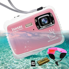 Load image into Gallery viewer, Underwater Camera for Kids - Waterproof Digital Camera with 10FT Underwater, 21MP, 1080P, 8X Digital Zoom, 2.0”LCD, Flash, Mic - Perfect for Girls - Includes Float Strap and 32G Card (Pink)
