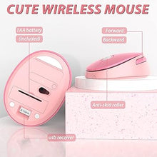 Load image into Gallery viewer, Pink Wireless Keyboard and Mouse, KOOTOP Cute Pink Keyboard and Mouse, 2.4G Wireless Keyboard Pink with Retro Round Keycap for PC, Mac, Laptop,Tablet,Computer Windows (Pink Colorful)
