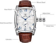 Load image into Gallery viewer, BENYAR Rectangle Wrist Watch for Men with Leather Strap, Men&#39;s Retro Fashion Casual Classic Watches Perfect Gifts for Friend
