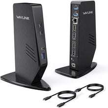 Load image into Gallery viewer, WAVLINK 4K USB C Laptop Docking Station Dual Monitor for MacBook and Windows, Displaylink Docking Station with Power Charing, 2X USB-C, 3X USB 3.0, 2X HDMI + DP, Ethernet, Audio
