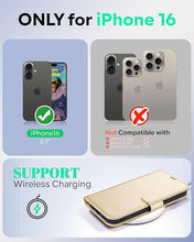 Load image into Gallery viewer, OCASE Compatible with iPhone 16 Wallet Case, PU Leather Flip Folio Case with Card Holders RFID Blocking Kickstand [Shockproof TPU Inner Shell] Phone Cover 6.1 Inch 2024, Gold
