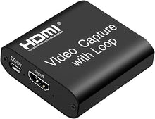 Load image into Gallery viewer, Video Capture Card 4K HDMI Device with Loop Out, Full HD 1080P Game Capture Video Recorder for Live Streaming, Broadcasting or Video Conference,S3/PS4/Xbox One/DSLR/Camcorders
