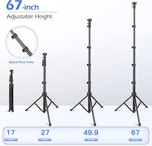 Load image into Gallery viewer, Sensyne 67" Phone-Tripod, Extendable Cell Phone Tripod Stand &amp; Selfie Stick with Wireless Remote and Phone Holder, Compatible with iPhone Android Phone, Camera
