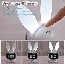 Load image into Gallery viewer, Kids Alarm Clock for Kids, Bunny Alarm Clocks for Girls Boys, White Kid Alarm Clock with Ringtones &amp; Night Light Rechargeable Snoozing
