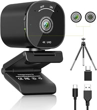 Load image into Gallery viewer, Nisheng 4K Webcam for PC, Autofocus USB Webcam, Dual AI Noise-Cancelling Mics, Plug &amp; Play Streaming Webcam with Privacy Cover, Web Camera for Zoom/Teams/Meet/Xbox/OBS
