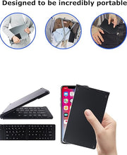 Load image into Gallery viewer, Wireless Keyboard Foldable Bluetooth keyboard Slim Small Quiet Portable Compact Handheld Full Size Pocket Travel Folding Keyboard for PC Laptop Computer Phone Samsung Tablet iPhone iPad Mac Gift Black
