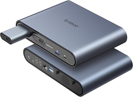 ORICO USB C Hub with M.2 Enclosure, 10 in 1 USB C Docking Station Fits M.2 NVMe/SATA, 10Gbps USB-A, 10Gbps USB-C, 4K@60Hz HDMI, Ethernet, 3.5mm Audio Jack