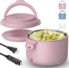 Load image into Gallery viewer, Aotto Electric Lunch Box, 32 oz Portable Food Warmer Heater, Lunch Warmer Portable for Work/Office/Car/Travel 12V/24V/110V 3-in-1, Warming Soup &amp; Meal, Spill-Free, Men &amp; Women&#39;s Gifts, Pink
