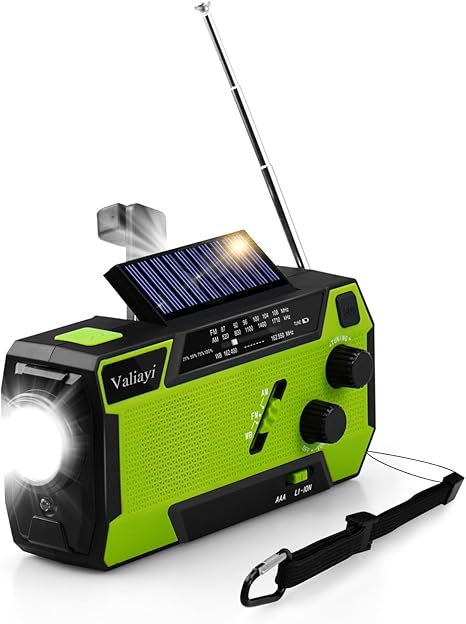 Emergency Crank Weather Radio, 4000mAh Solar Hand Crank Radio with NOAA/AM/FM 3 Mode Flashlight & Motion Sensor Reading Lamp, Cell Phone Charger, SOS for Home and Outdoor Hiking, Camping