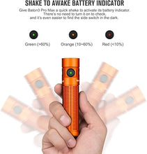 Load image into Gallery viewer, OLIGHT Baton3 Pro Max Flashlight, Rechargeable Compact EDC Pocket Flashlight with Safety Proximity Sensor, 2500 LED High Lumens, Suitable for Camping, Hiking, Emergency (Orange Cool White)
