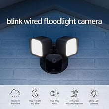 Load image into Gallery viewer, Blink Wired Floodlight Camera - Smart security camera, 2600 lumens, HD live view, enhanced motion detection, built-in siren, Works with Alexa – 1 camera (Black)
