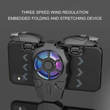 Load image into Gallery viewer, Diyeeni AK03 Mobile Phone Cooler Radiator, Phone Cooling Fan with Game Controller, RGB Light, Cellphone Heatsink Cooling with 3 Speed Fan, for IPhone for Android
