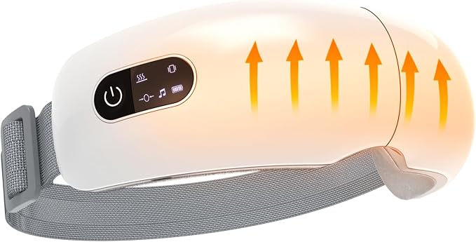 Eye Massager with Heat, Heated Eye Mask with Bluetooth Music, Air Pressure, Vibration, Voice Play Eye Massager, Eye Mask for Relax Eye, Gifts for Women/Men