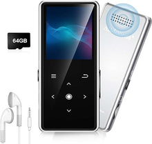 Load image into Gallery viewer, 64GB MP3 Player with Bluetooth 5.2, AiMoonsa Music Player with Built-in HD Speaker, FM Radio, Voice Recorder, HiFi Sound, E-Book Function, Earphones Included
