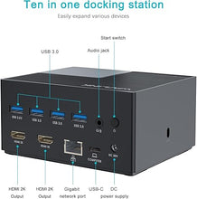 Load image into Gallery viewer, WAVLINK USB C Docking Station Dual Monitor, Laptop Docking Station Dual HDMI with PD 100W, HDMI, USB C, Ethernet, 4X USB 3.0, Audio, for MacOS and Windows
